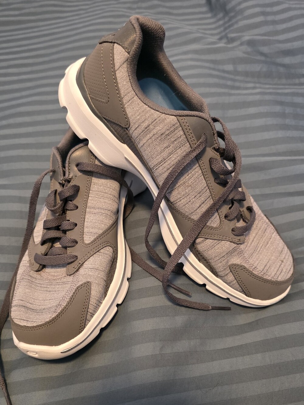 Women's Skechers Grey Athletic Walking Sneakers - Lightweight Comfort
